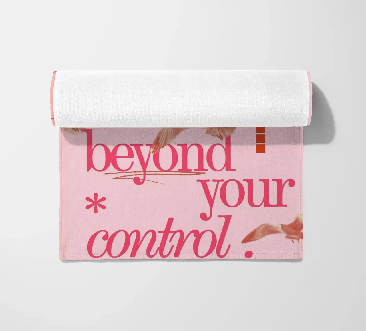 Let Go Control: Minimalist Pink Seagull Art Print beach towel by homdeco