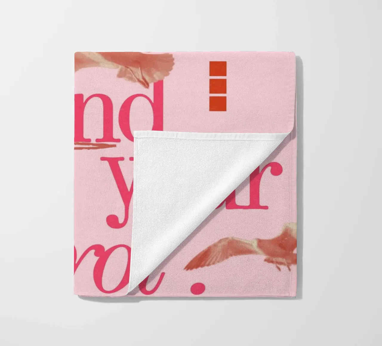 Let Go Control: Minimalist Pink Seagull Art Print beach towel by homdeco