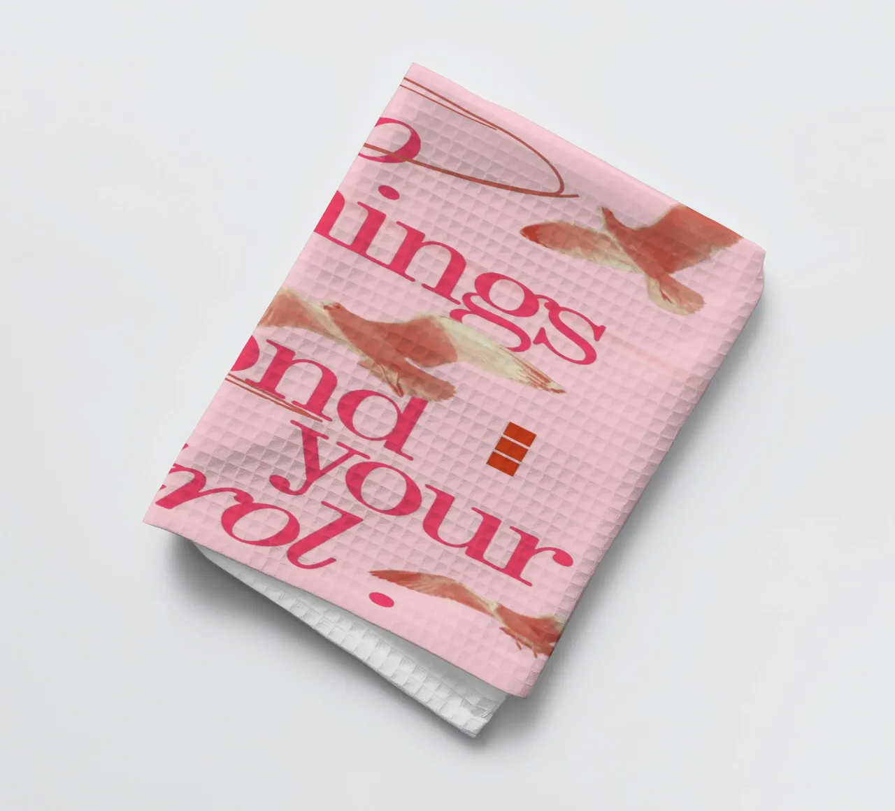 Let Go Control: Minimalist Pink Seagull Art Print tea towel by homdeco