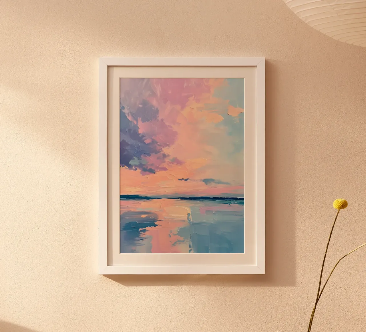 Impasto a pastello del cielo: arte del tramonto sereno poster da homdeco