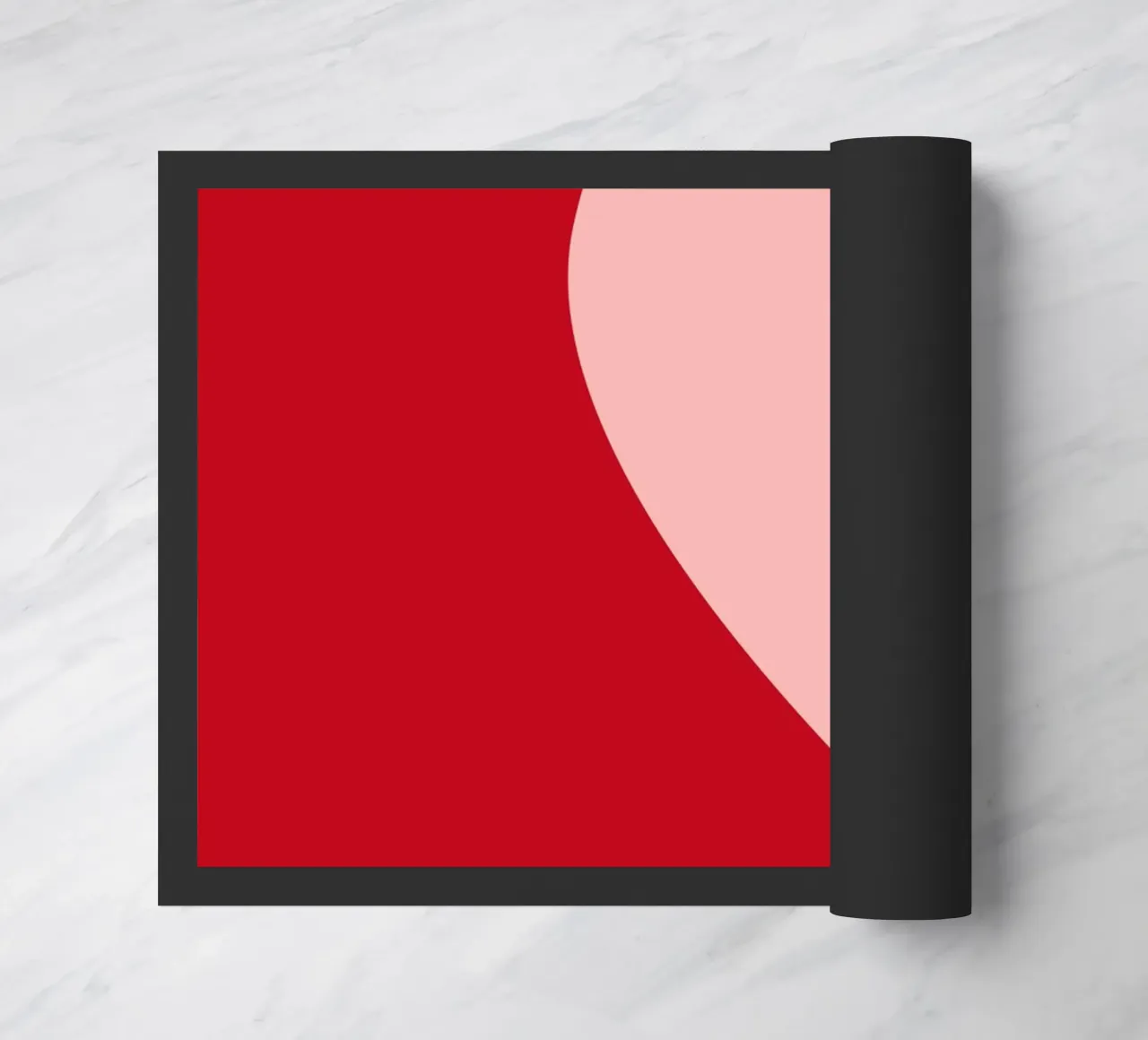 Herz-Duo Minimalistisch: Rot & Rosa Liebe Split Art Fußmatte von homdeco
