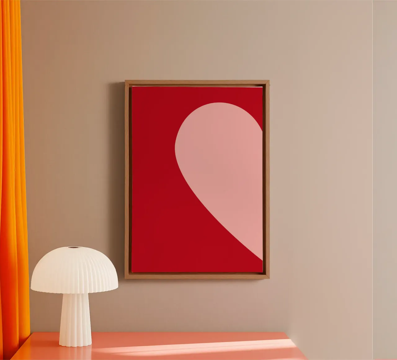 Herz-Duo Minimalistisch: Rot & Rosa Liebe Split Art Leinwand von homdeco