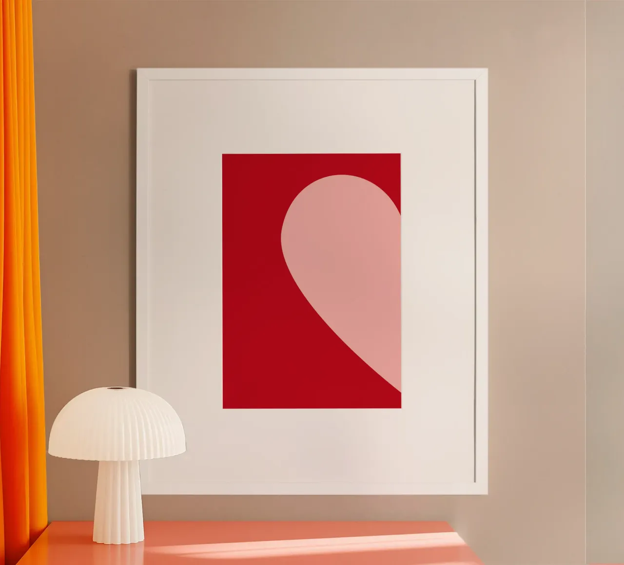Herz-Duo Minimalistisch: Rot & Rosa Liebe Split Art Poster von homdeco