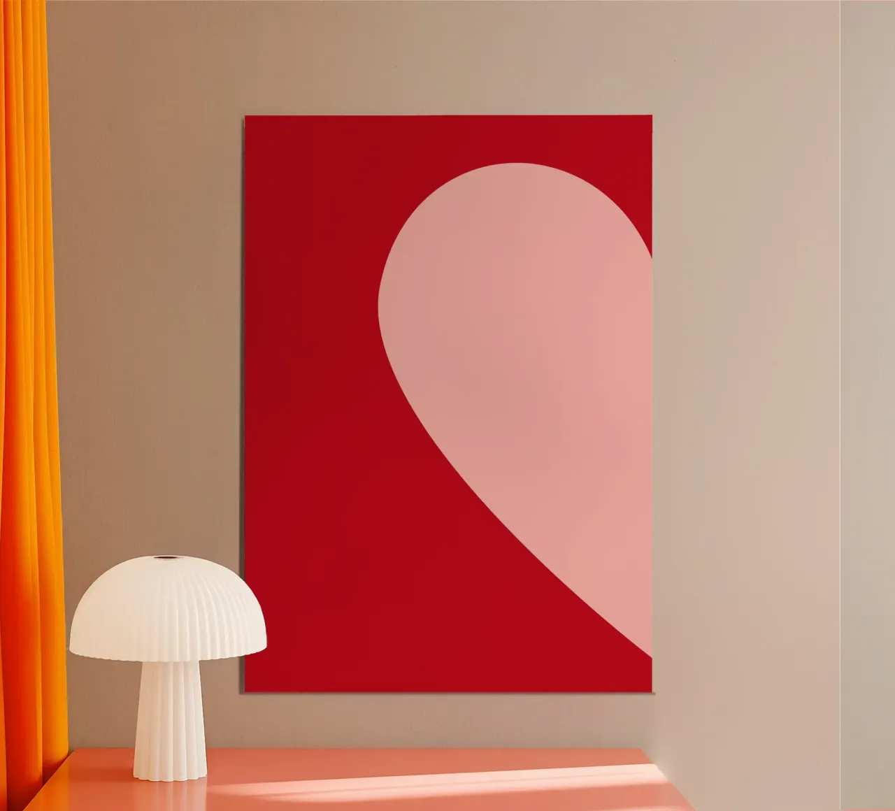 Herz-Duo Minimalistisch: Rot & Rosa Liebe Split Art Poster von homdeco