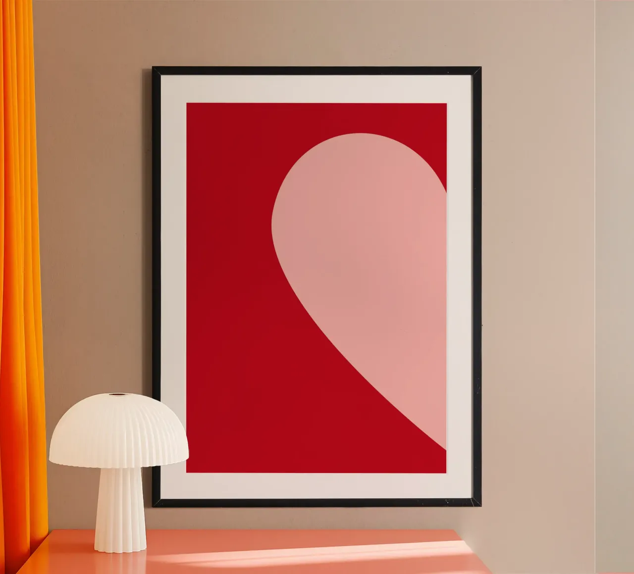 Herz-Duo Minimalistisch: Rot & Rosa Liebe Split Art Poster von homdeco