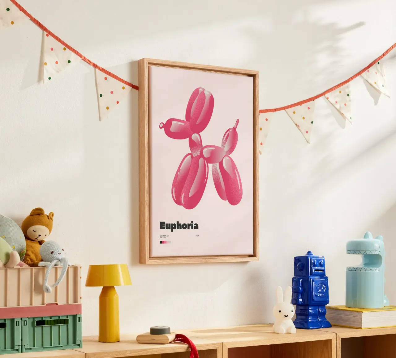 Euphoria Balloon Dog: Modern Pop Art Print canvas with Floater frame by homdeco