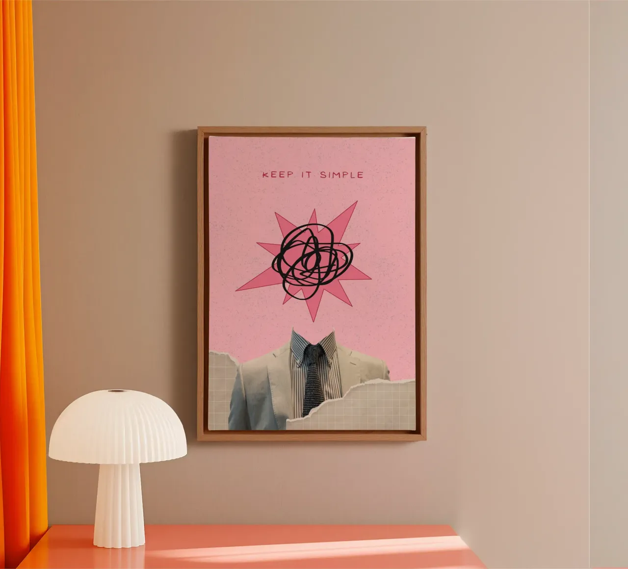 Keep It Simple: Chaotic Mind Pink Pop Art Leinwand mit Schattenfugenrahmen von homdeco