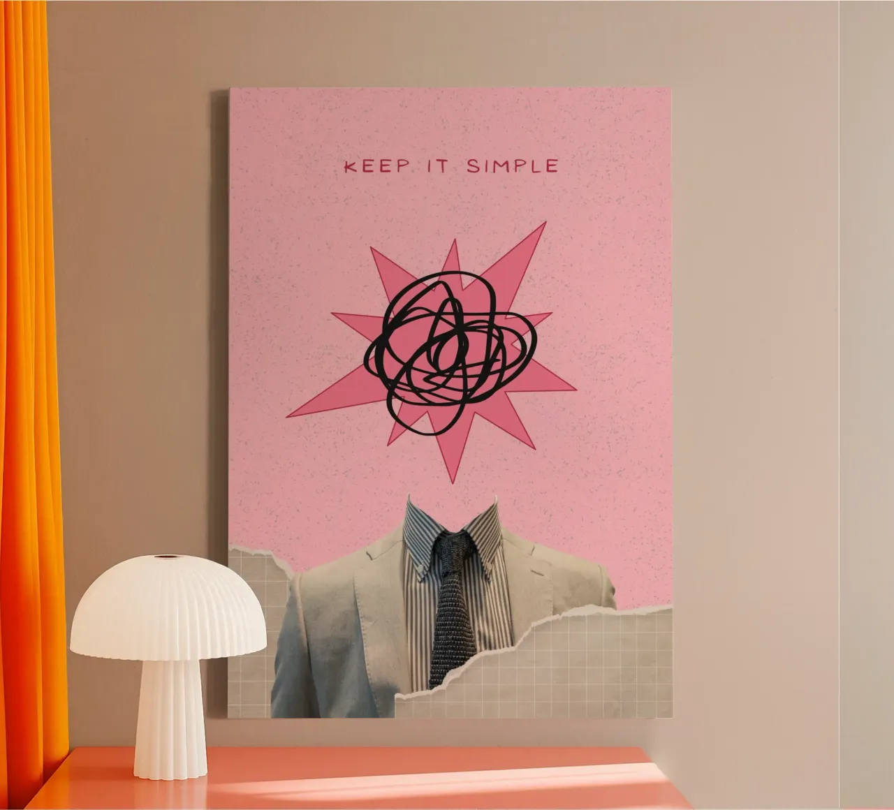 Keep It Simple: Chaotic Mind Pink Pop Art Leinwand mit Schattenfugenrahmen von homdeco