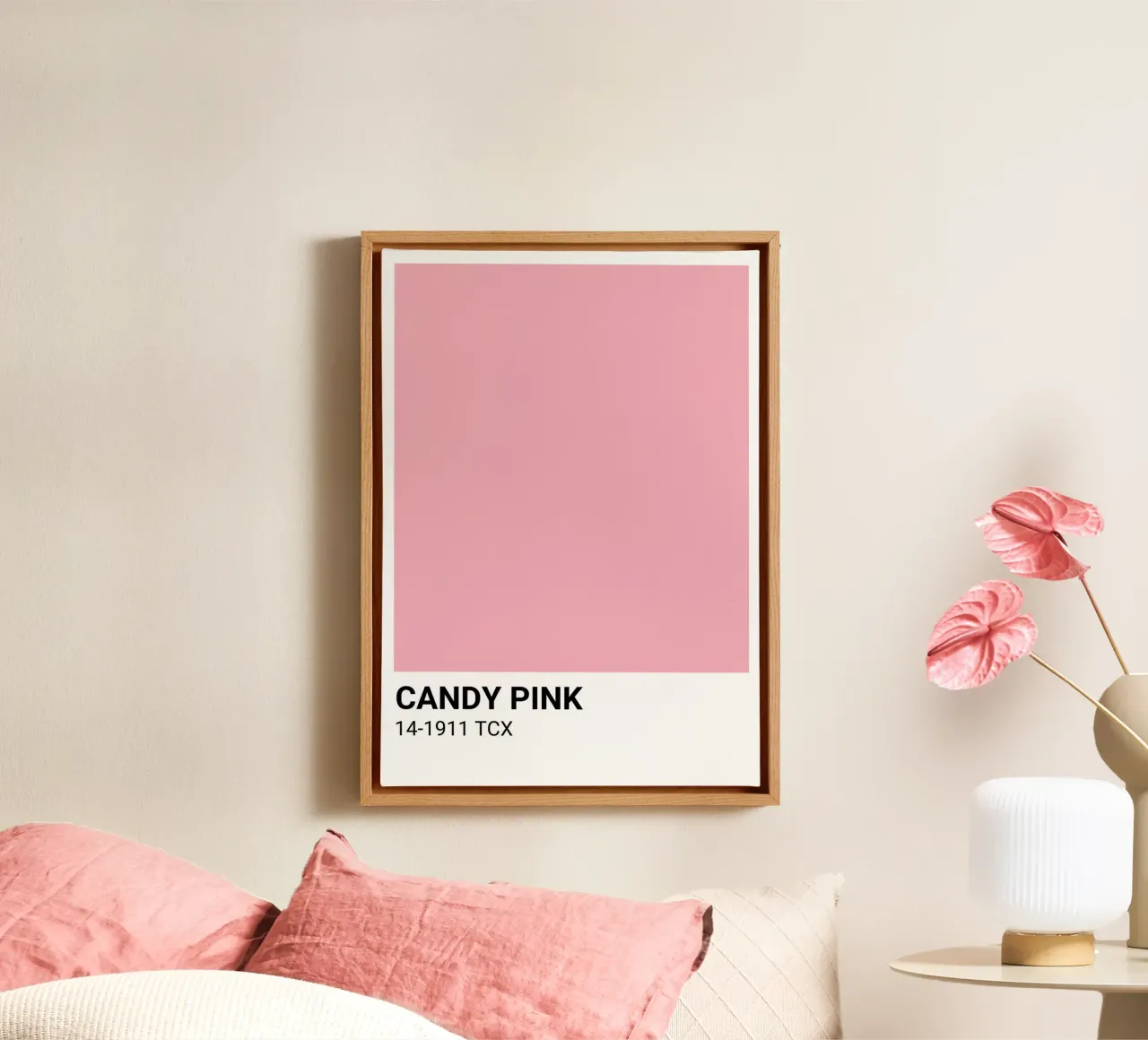 Candy Pink Pantone: Modern Color Swatch Art Print canvas with Floater frame by homdeco