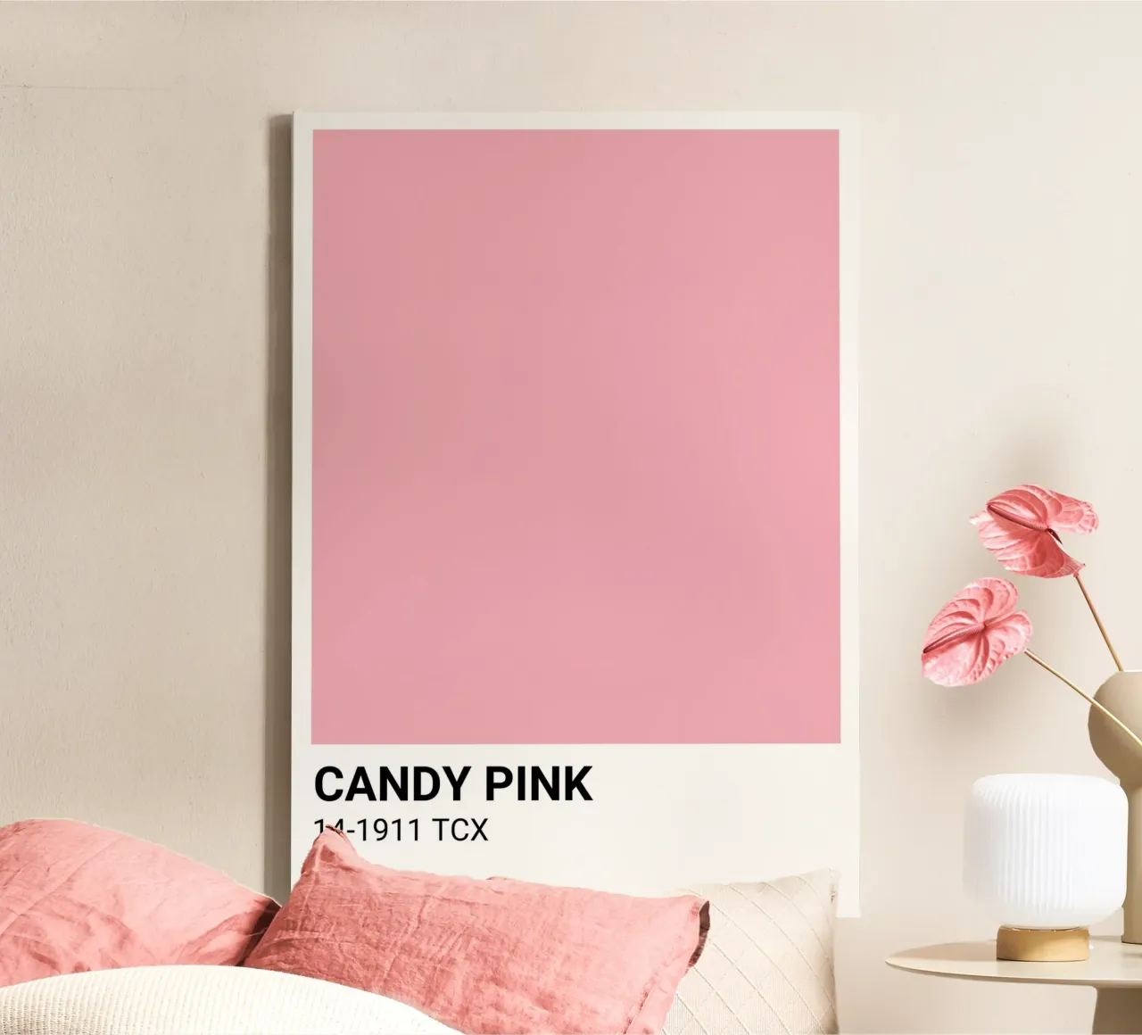 Candy Pink Pantone: Modern Color Swatch Art Print canvas with Floater frame by homdeco