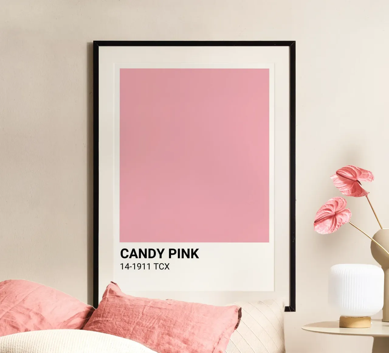 Candy Pink Pantone: Modern Color Swatch Art Print poster by homdeco