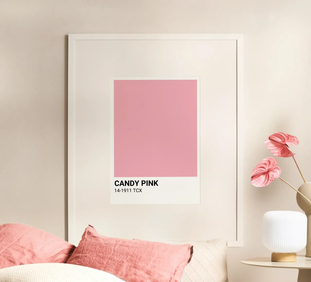 Candy Pink Pantone: Modern Color Swatch Art Print poster by homdeco
