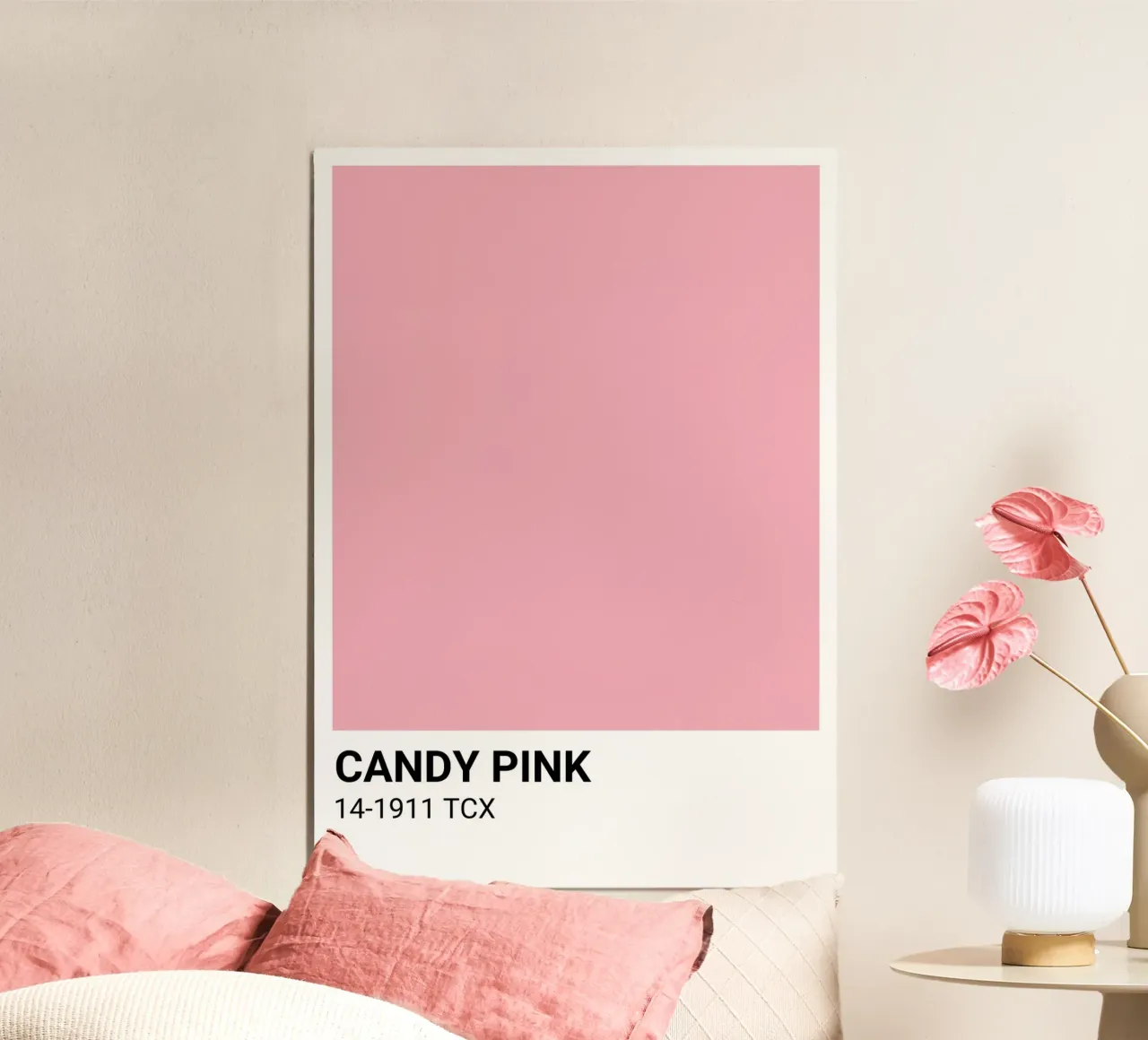 Candy Pink Pantone: Modern Color Swatch Art Print poster by homdeco