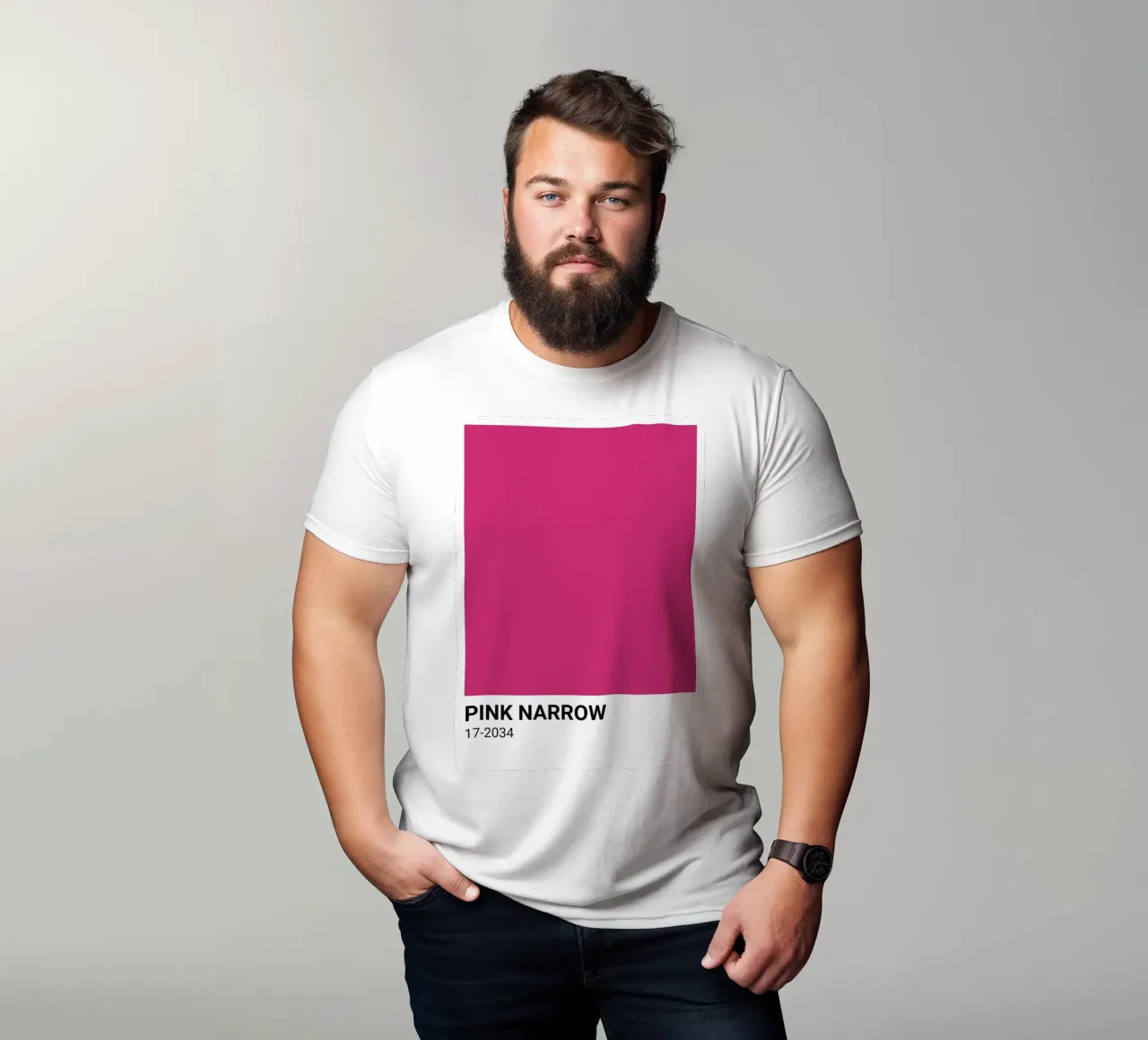Roze Smal Pantone: Bold Color Block Kunstdruk t-shirt van homdeco