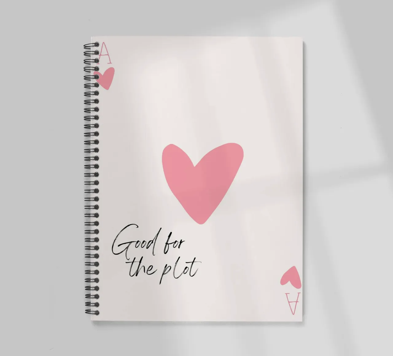 Good for the Plot: Pink Heart Card Pop Art spiral notebook by homdeco