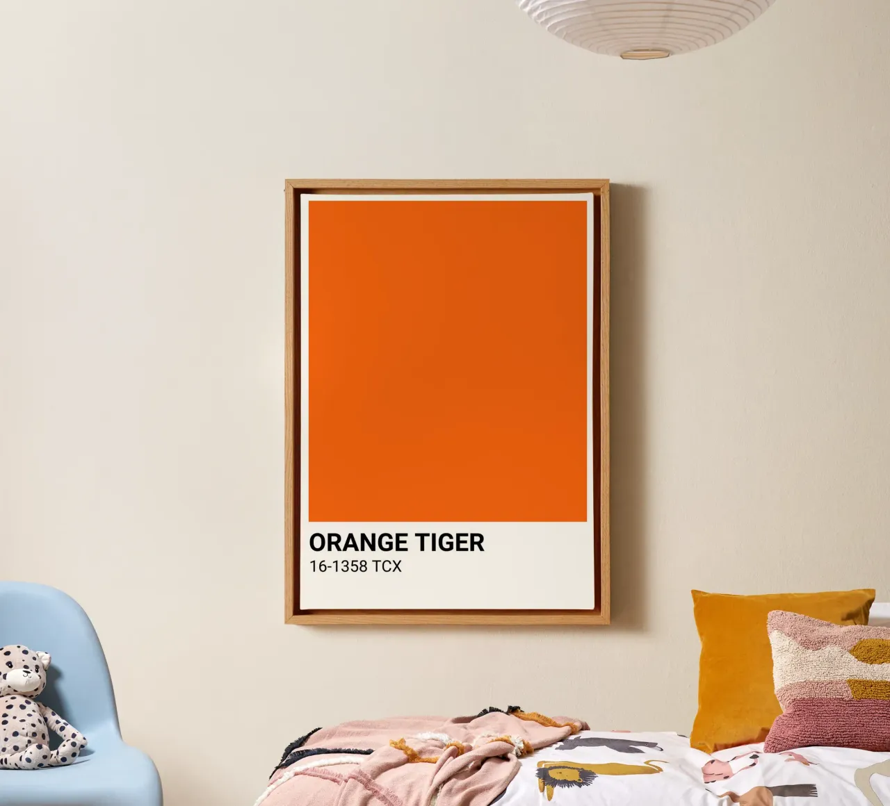 Orange Tiger Pantone: Modern Color Block Art Print canvas with Floater frame by homdeco