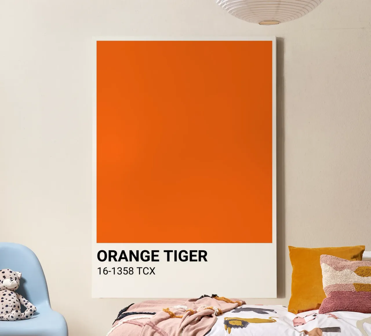Orange Tiger Pantone: Modern Color Block Art Print canvas with Floater frame by homdeco