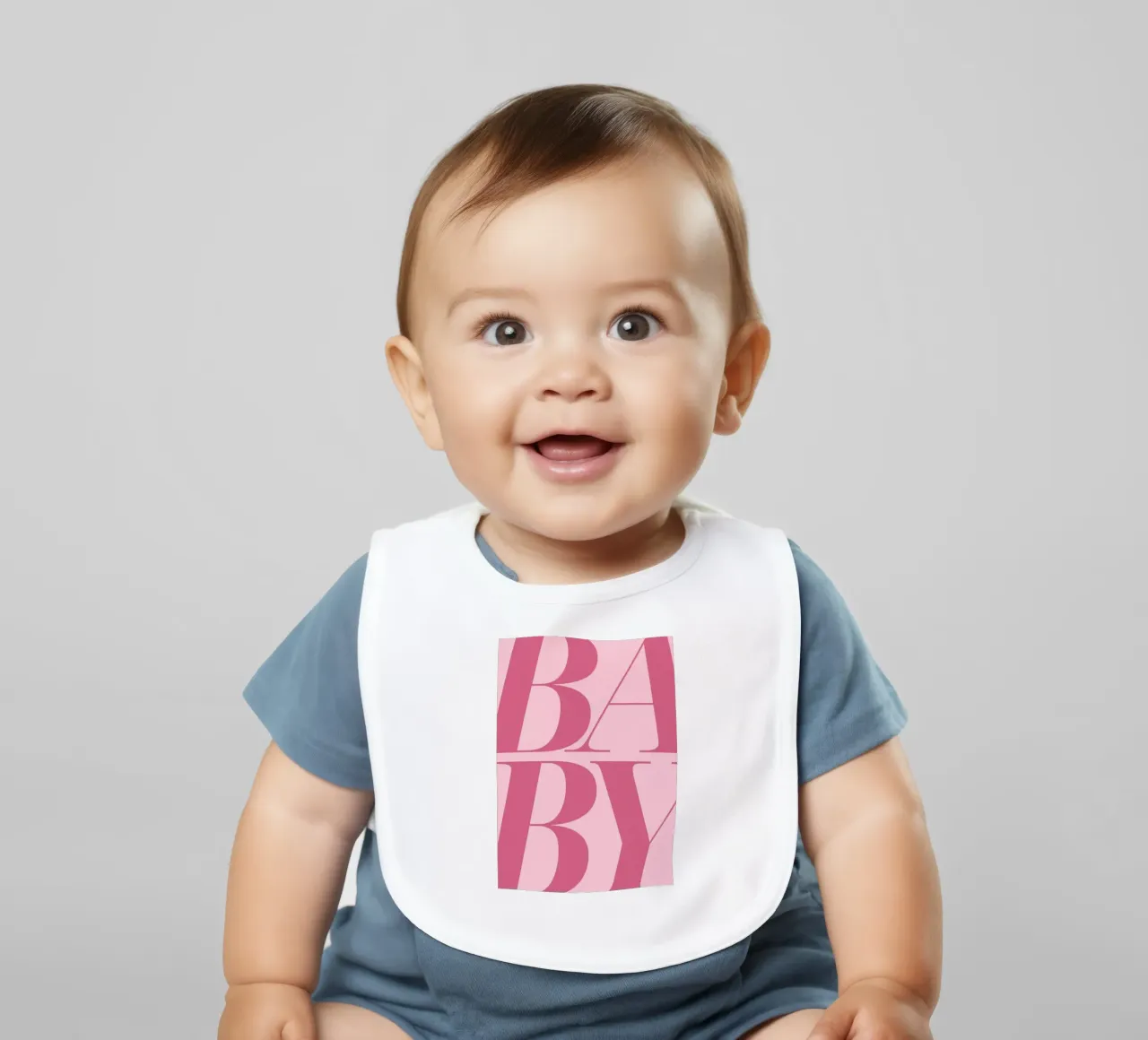 Rosy Pink Baby: Minimalist Typography Art Print baby bib by homdeco