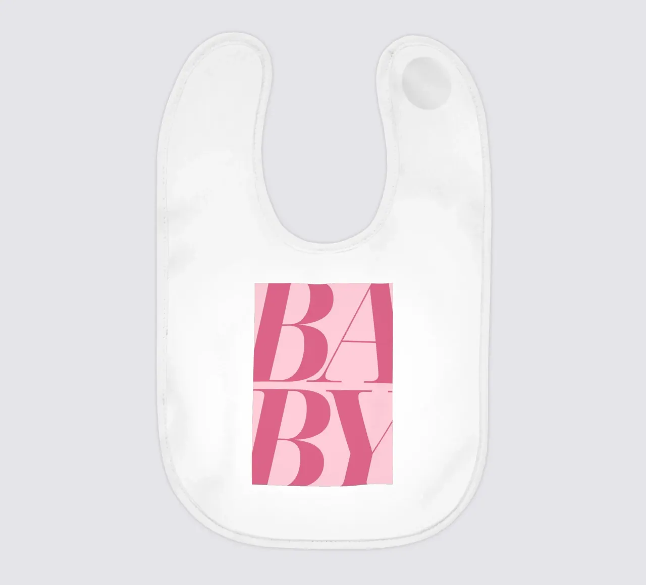 Rosy Pink Baby: Minimalist Typography Art Print baby bib by homdeco