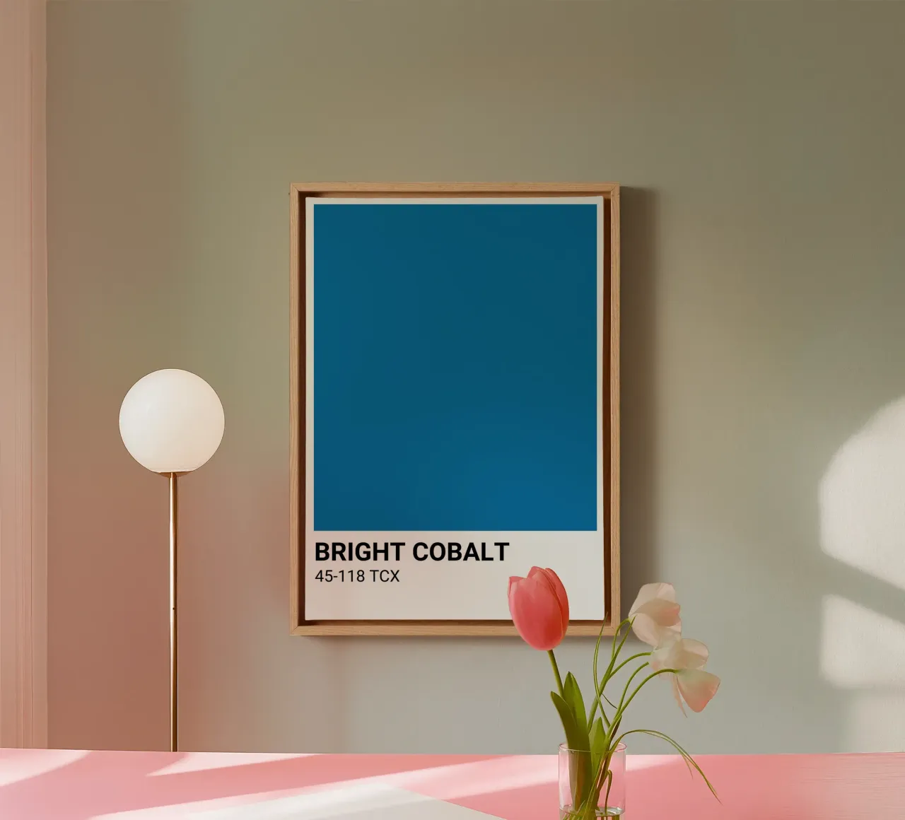 Bright Cobalt Pantone: Modern Color Block Art Print canvas with Floater frame by homdeco