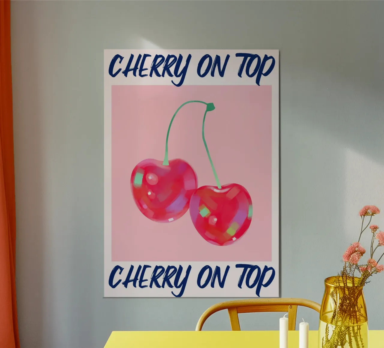 La ciliegia in cima: stampa pop art sulla frutta poster da homdeco