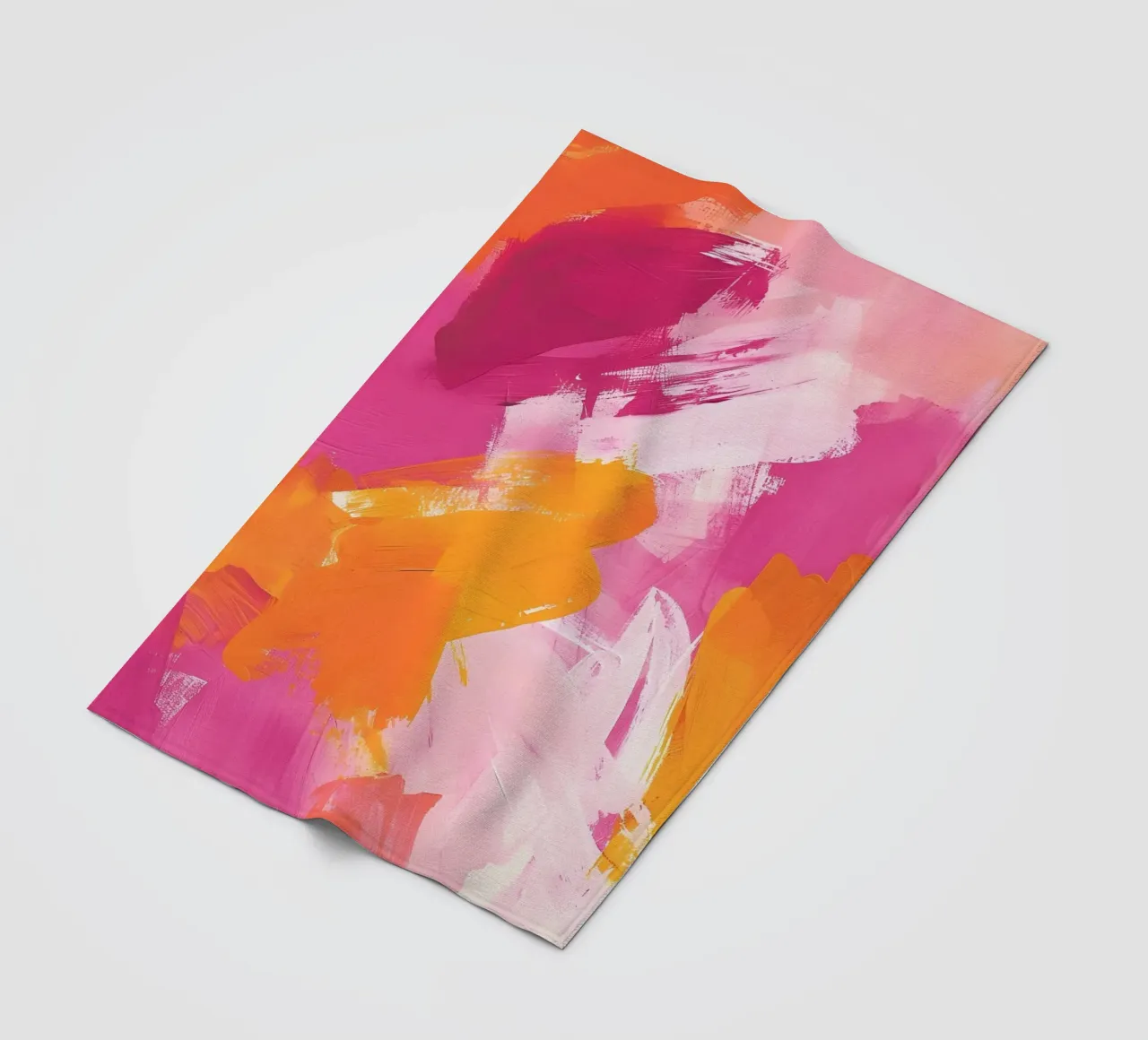 Abstract Brushstrokes: Vibrant Pink & Orange Modern Art fleece blanket by homdeco