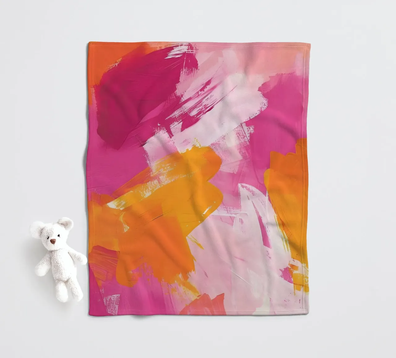 Abstract Brushstrokes: Vibrant Pink & Orange Modern Art fleece blanket by homdeco