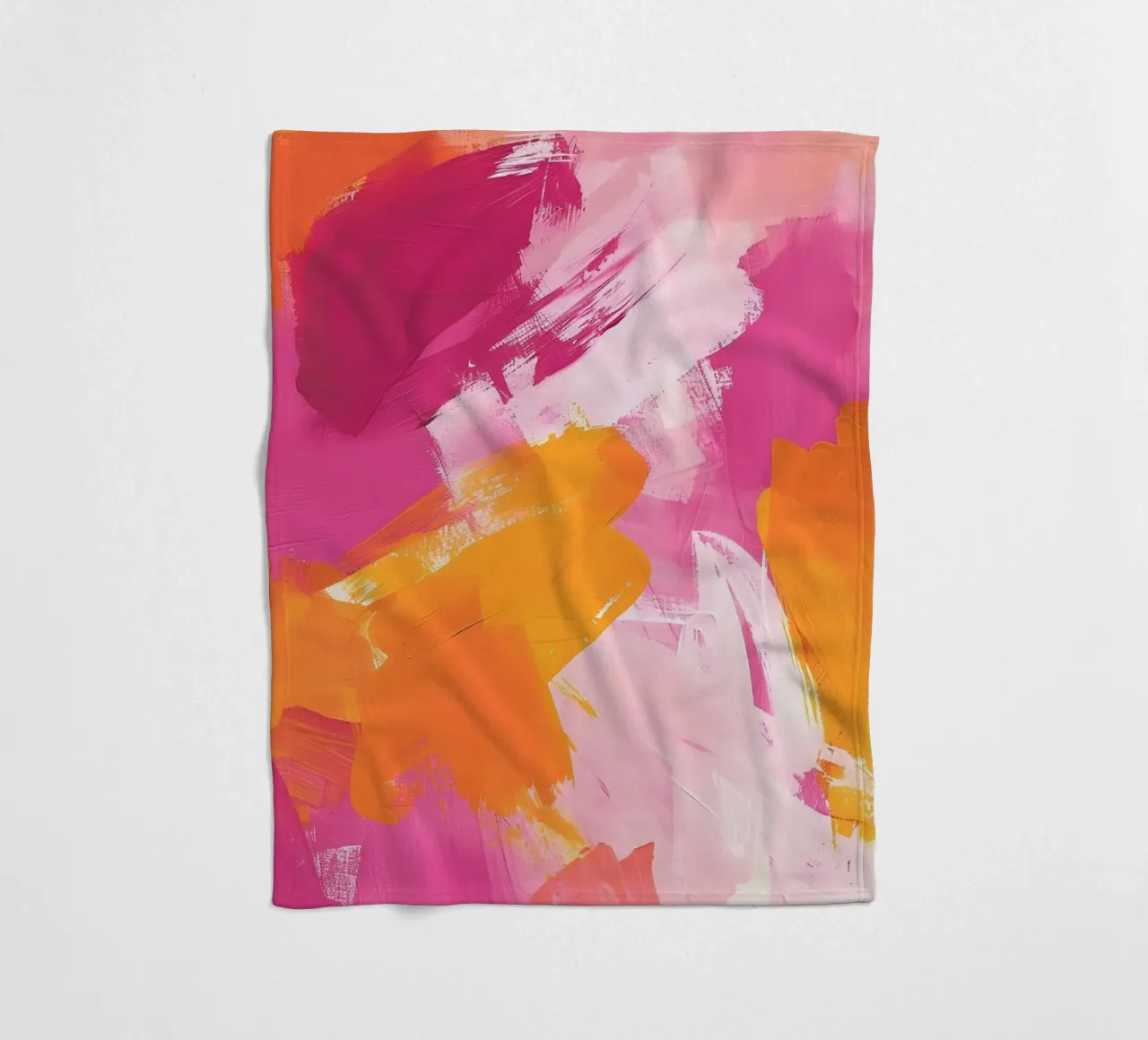 Abstract Brushstrokes: Vibrant Pink & Orange Modern Art fleece blanket by homdeco