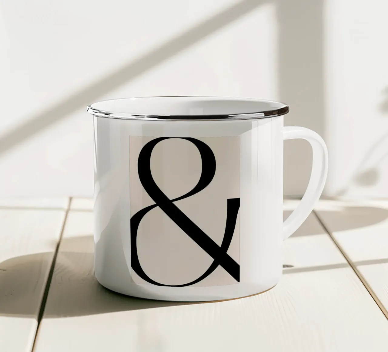 Elegant Ampersand Typographic Art Print - Minimalist Design enamel mug by homdeco