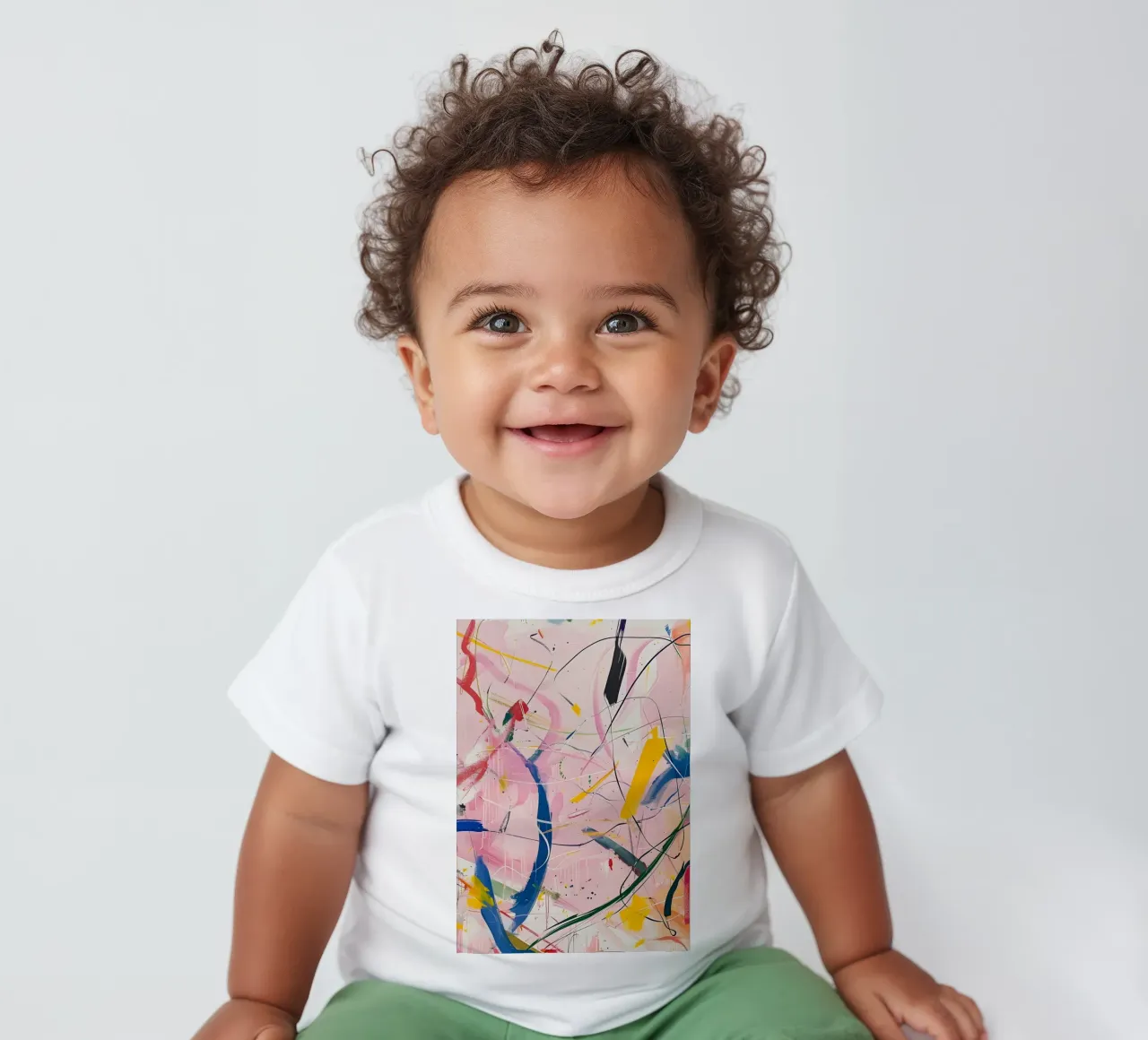 Abstract Expressionism: Dynamic Pink Canvas with Splashes baby t-shirt by homdeco