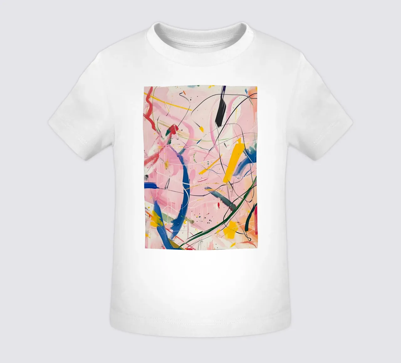 Abstract Expressionism: Dynamic Pink Canvas with Splashes baby t-shirt by homdeco