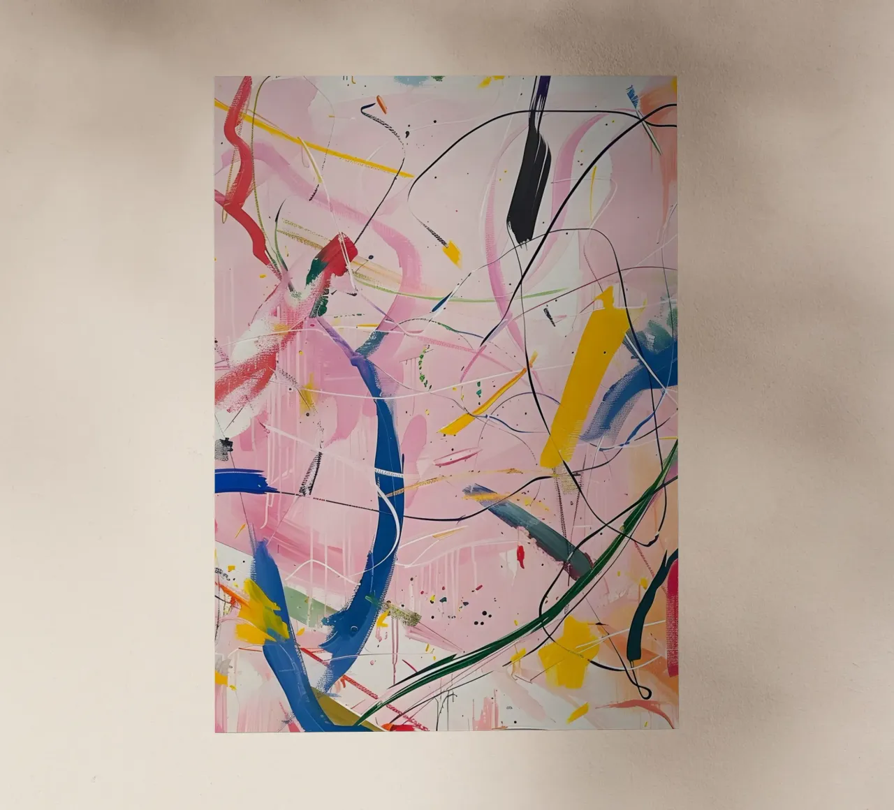 Abstract Expressionism: Dynamic Pink Canvas with Splashes backlit film by homdeco