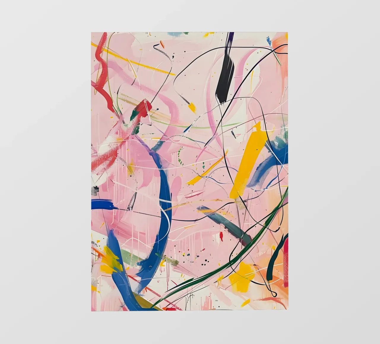 Abstract Expressionism: Dynamic Pink Canvas with Splashes photo wallpaper by homdeco