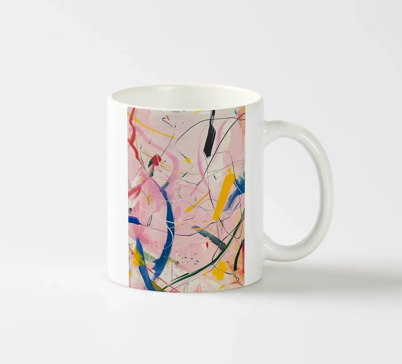 Abstract Expressionism: Dynamic Pink Canvas with Splashes ceramic mug by homdeco