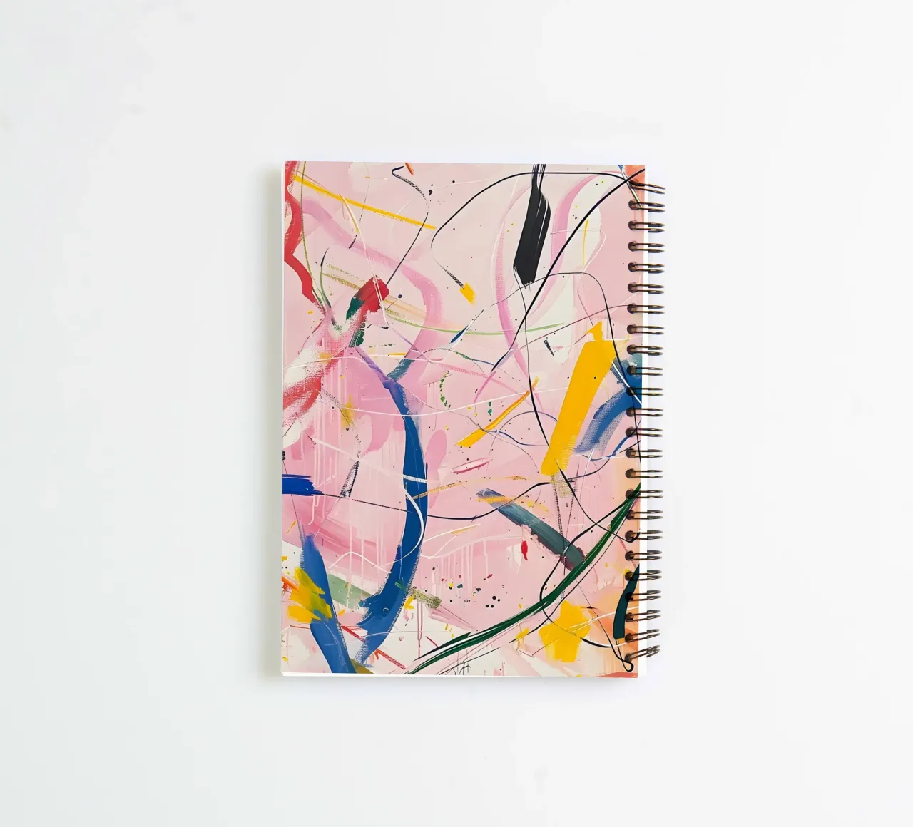 Abstract Expressionism: Dynamic Pink Canvas with Splashes spiral notebook by homdeco