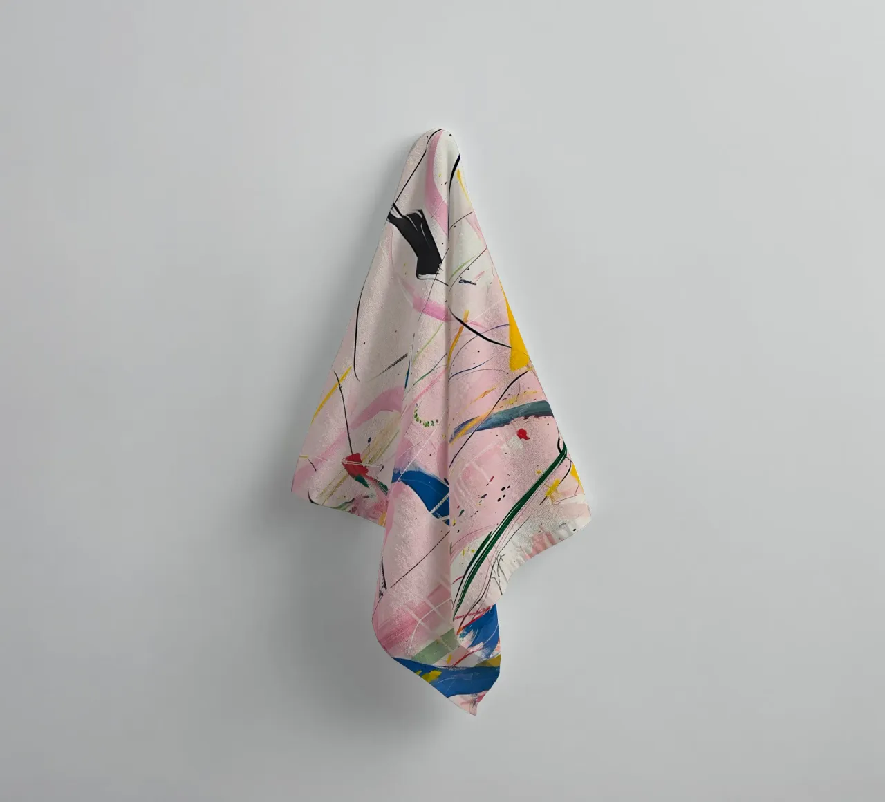 Abstract Expressionism: Dynamic Pink Canvas with Splashes towel by homdeco