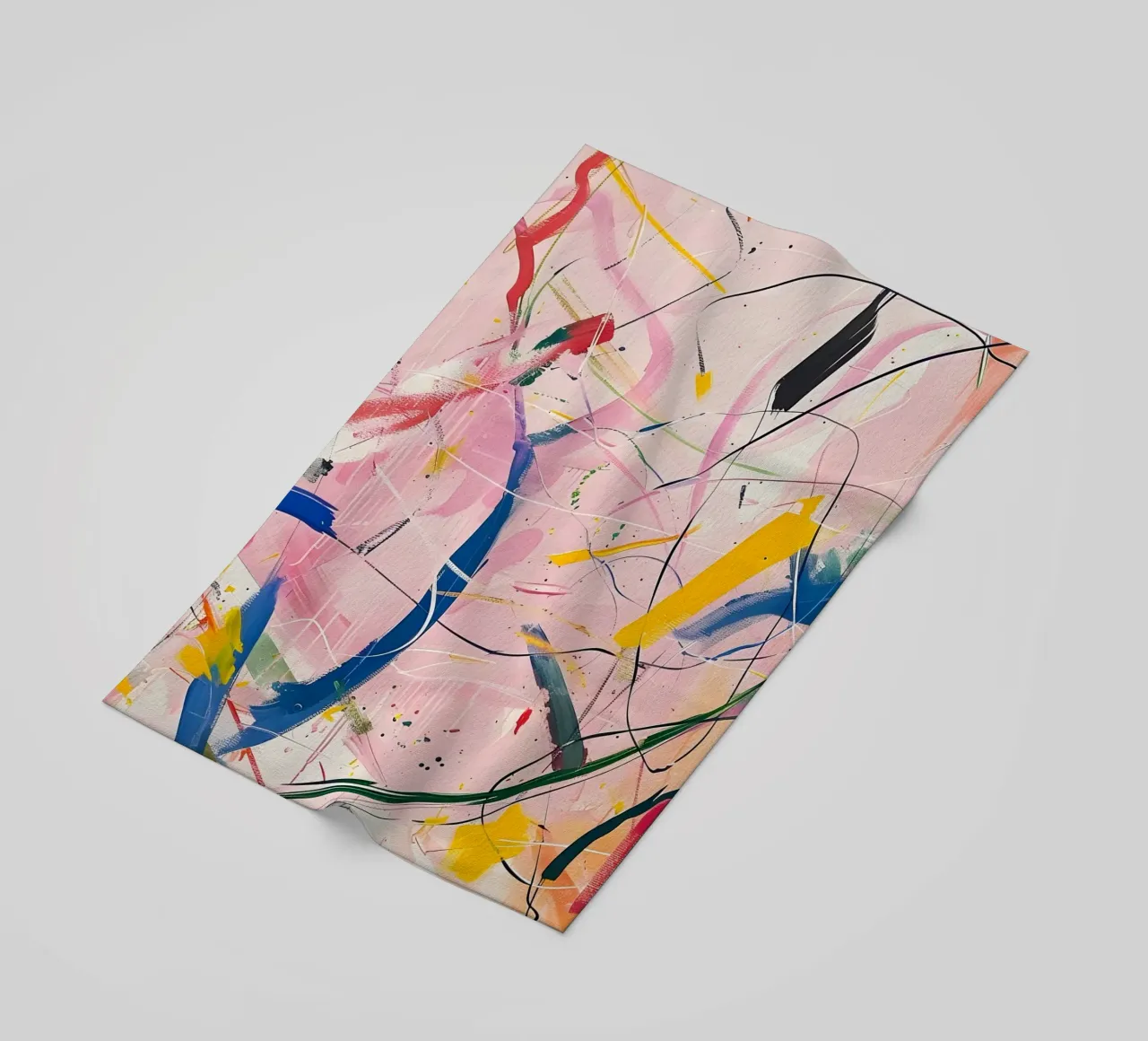 Abstract Expressionism: Dynamic Pink Canvas with Splashes beach towel by homdeco