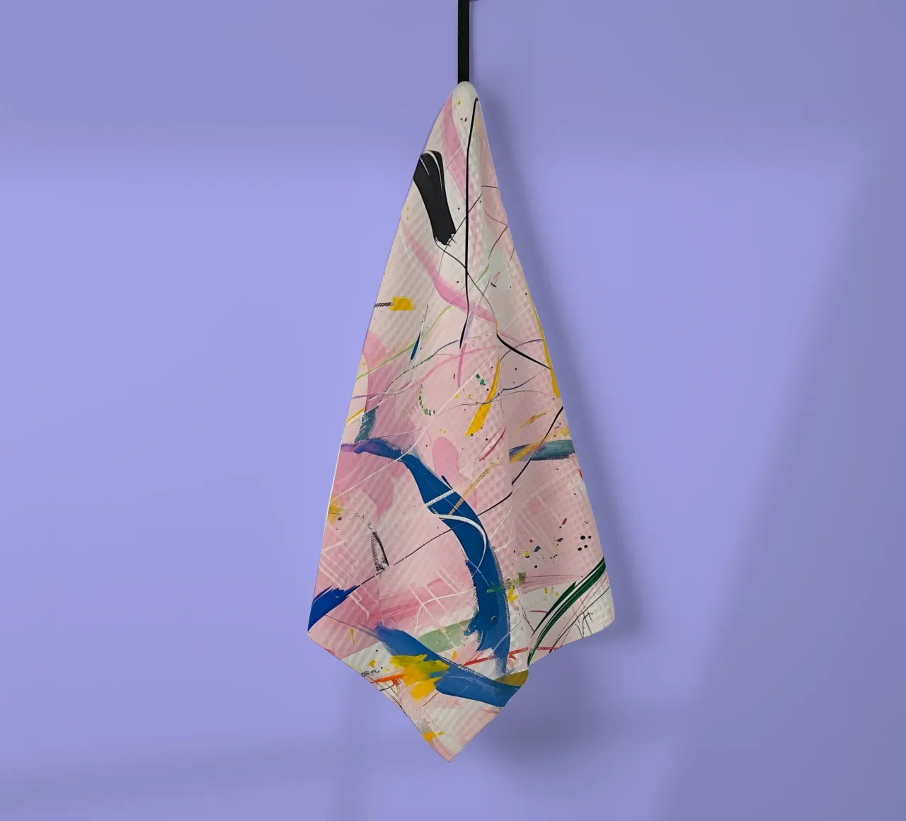 Abstract Expressionism: Dynamic Pink Canvas with Splashes tea towel by homdeco