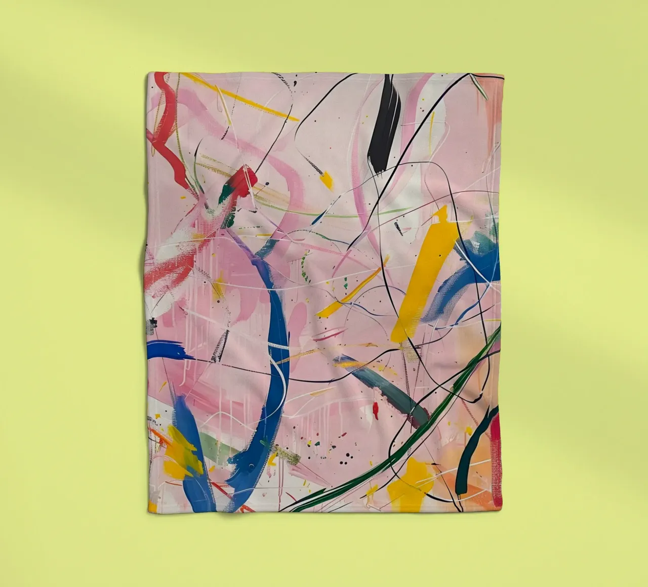 Abstract Expressionism: Dynamic Pink Canvas with Splashes fleece blanket by homdeco