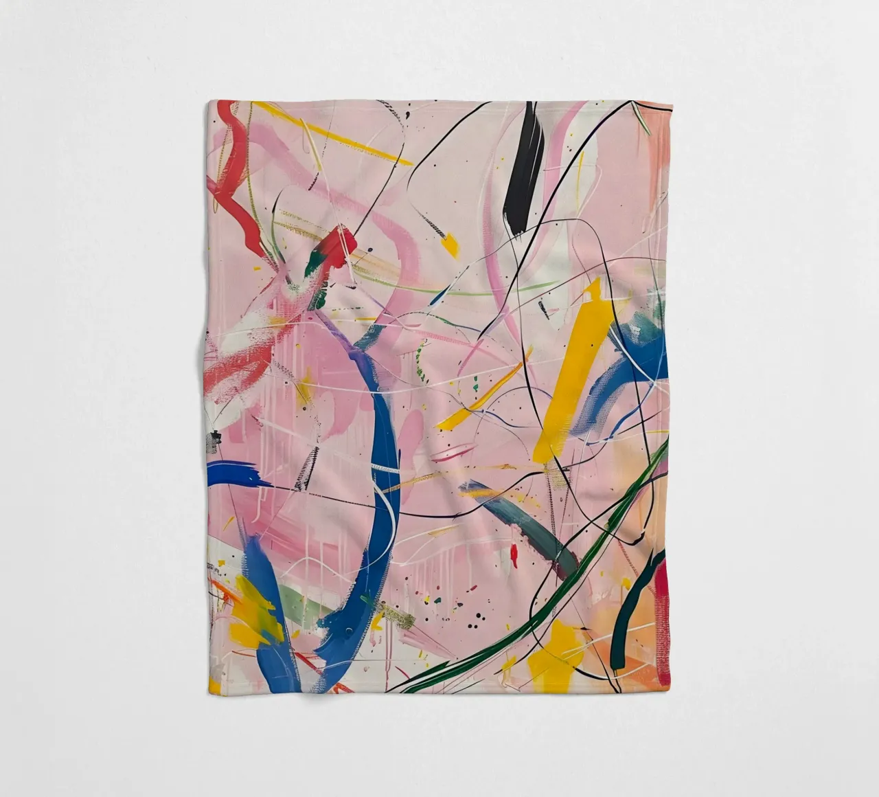 Abstract Expressionism: Dynamic Pink Canvas with Splashes fleece blanket by homdeco