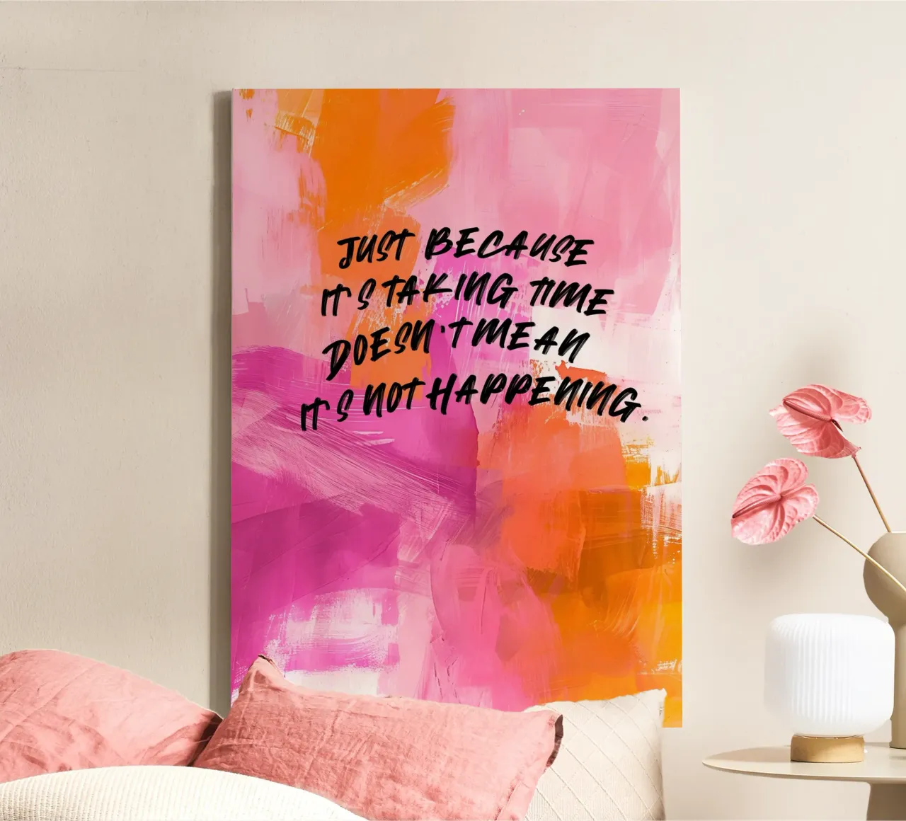 Inspirational Quote Art: "Just Because It's Taking Time" canvas with Floater frame by homdeco
