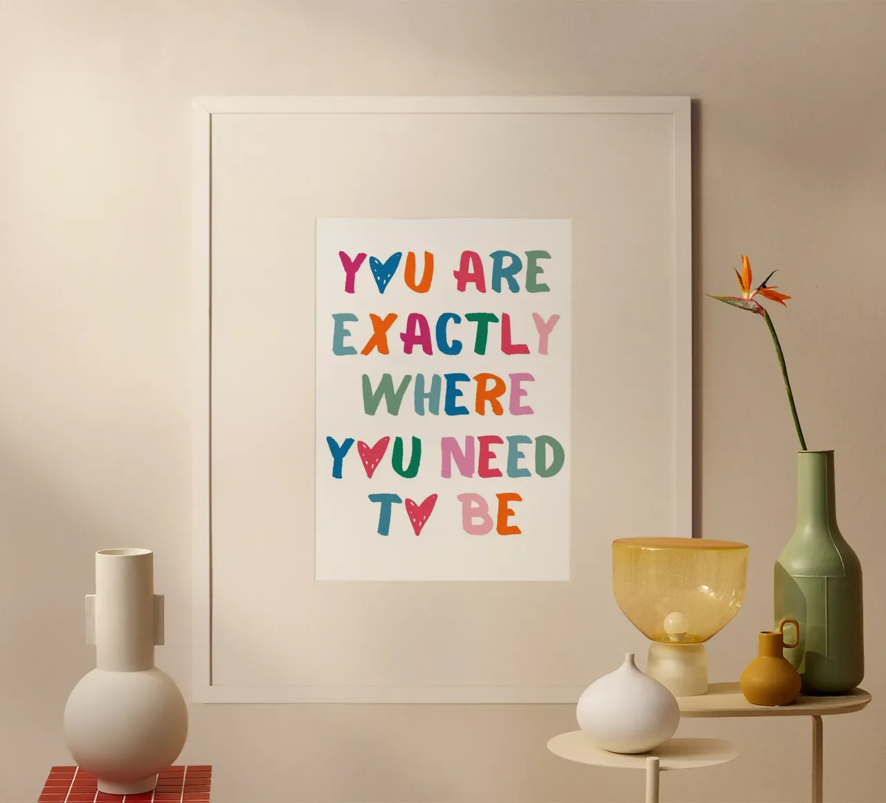 Arte positiva "Sei esattamente dove devi essere". carta hahnemühle da homdeco