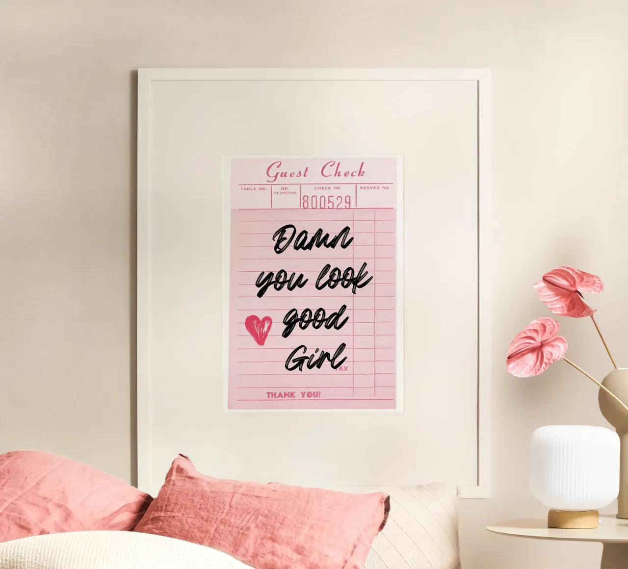 "Damn You Look Good Girl" Guest Check Art Print hahnemühle by homdeco