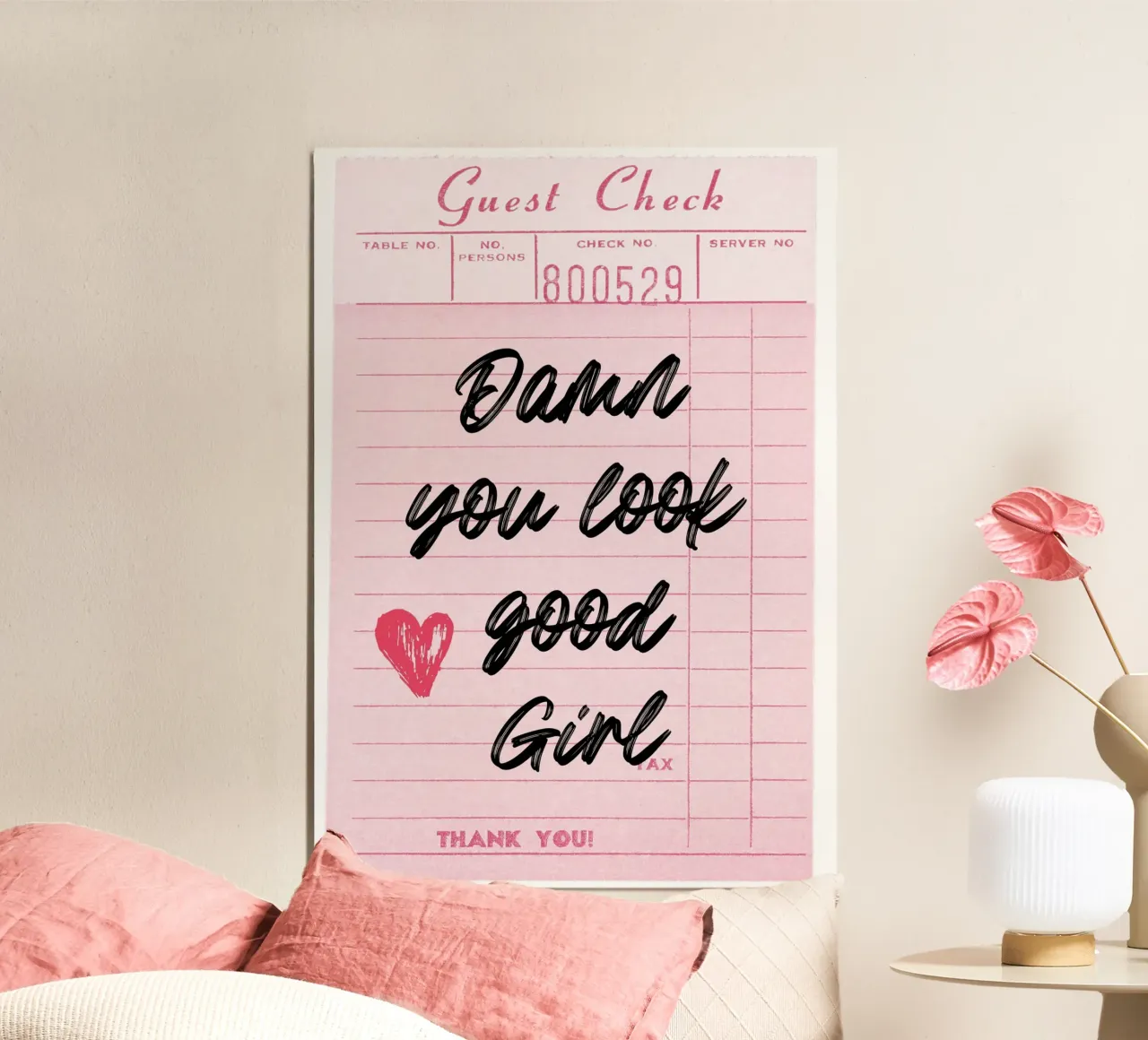 "Damn You Look Good Girl" Guest Check Art Print hahnemühle by homdeco