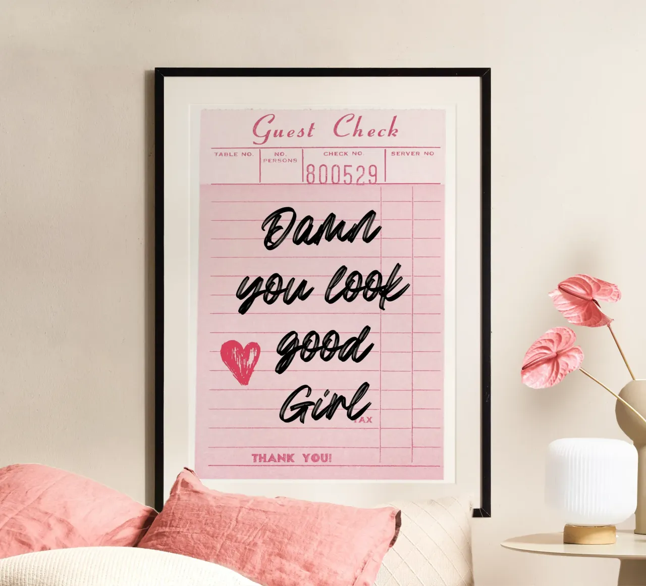"Damn You Look Good Girl" Guest Check Art Print hahnemühle by homdeco