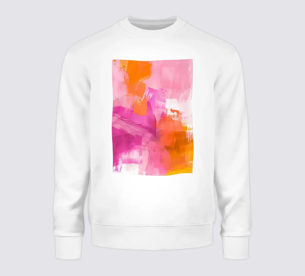 Vet Abstract: Roze & Oranje Energieke Penseelstreken Kunst sweatshirt van homdeco