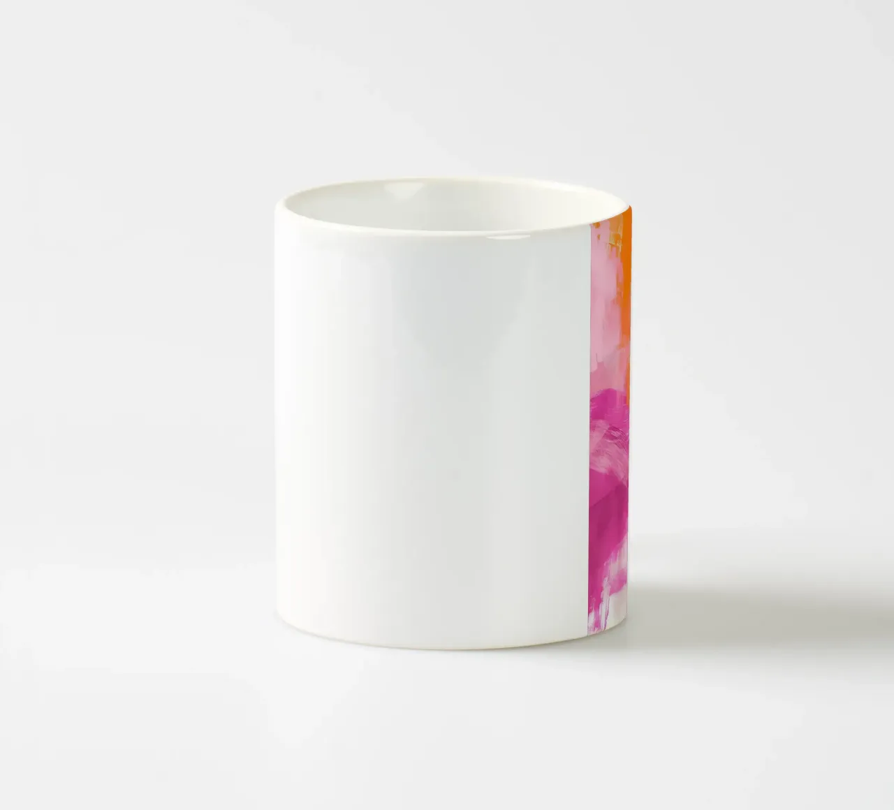 Audace astratto: pennellate energetiche rosa e arancione tazza in ceramica da homdeco