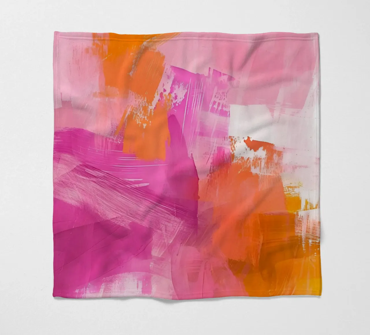 Bold Abstract: Pink & Orange Energetic Brushstrokes Art fleece blanket by homdeco