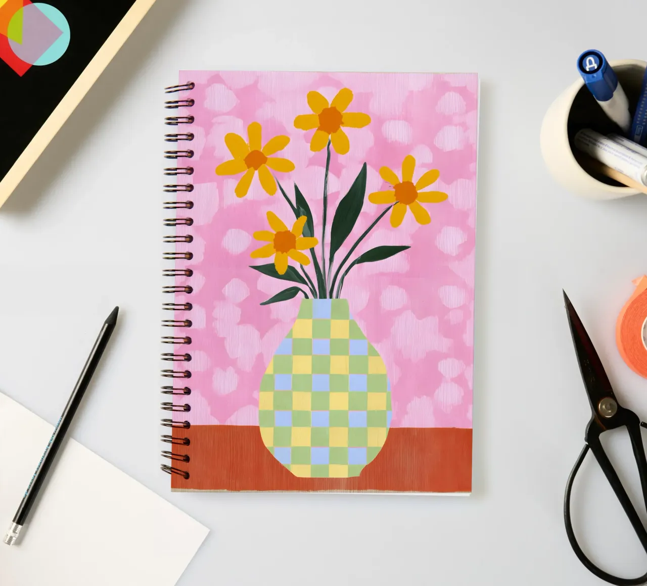 Retro Abstract Vase Ringbuch von Gypsy Galleria