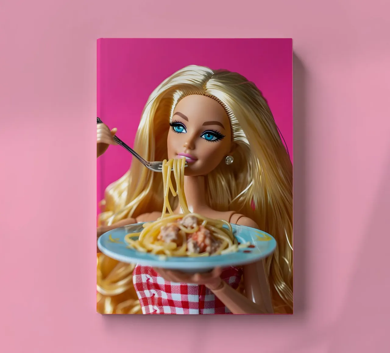 Barbie Enjoying Spaghetti: Pop Art Foodie Print notebook by homdeco